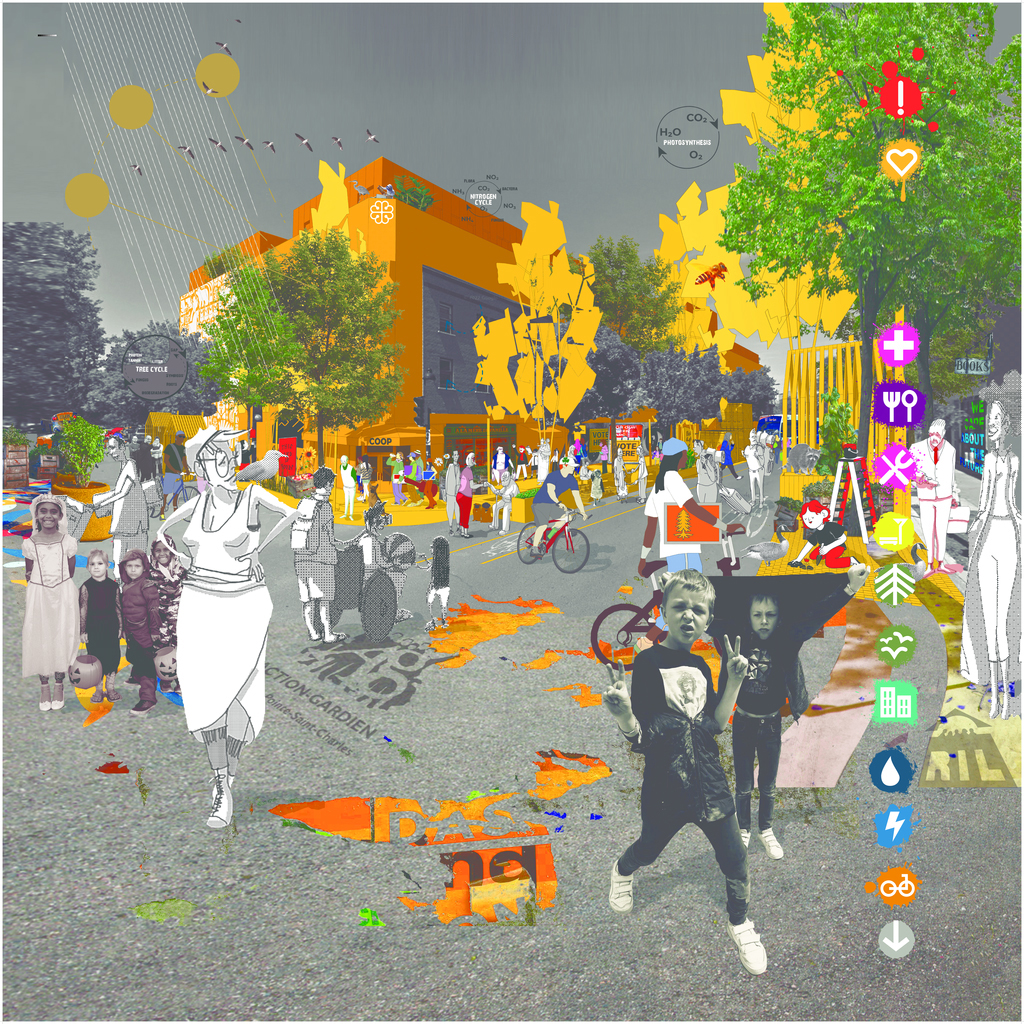 Street view of the ambient ecosystems and housing	